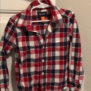 Plaid red and white long sleeve